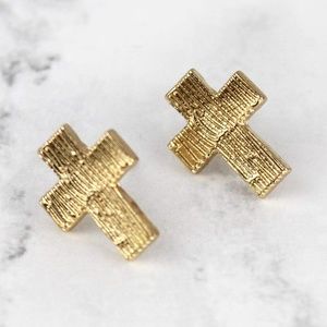 Worn Textured Cross Stud Earrings